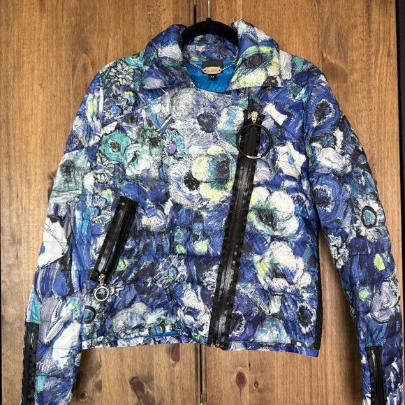 Just Cavalli Multi-Color Floral Print Down Parka Jacket